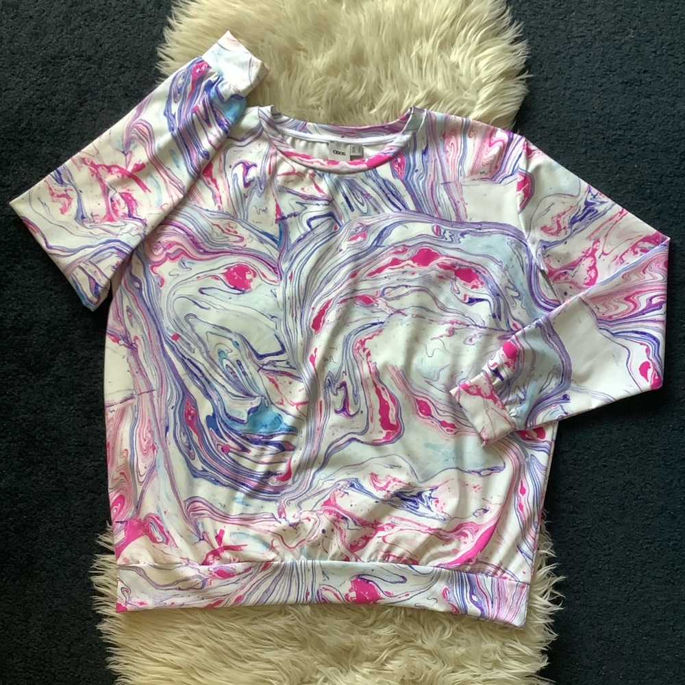 🌼BOGO🌼Sweater ASOS marble dye tie dye crew neck sweater L